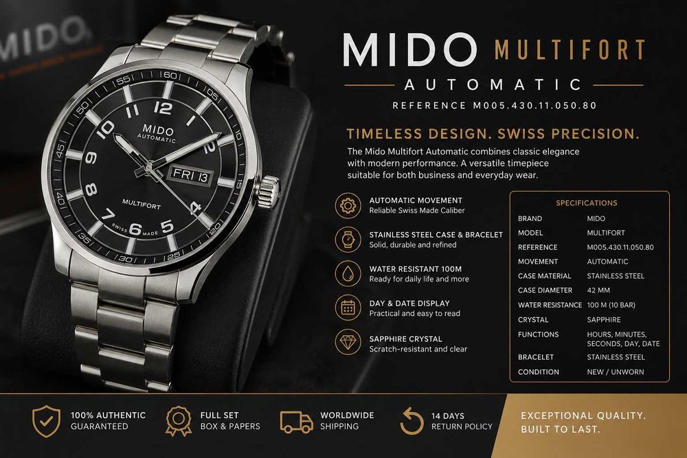 MIDO Multifort Automatic Day-Date – Fullset – stan idealny / NOS