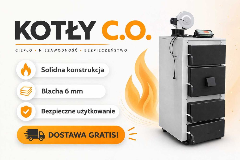 Kocioł na DREWNO WĘGIEL 27 kW. Piec zasypowy, piece, kotły, ogrzewanie. 5 KLASA! Dostawa GRATIS!