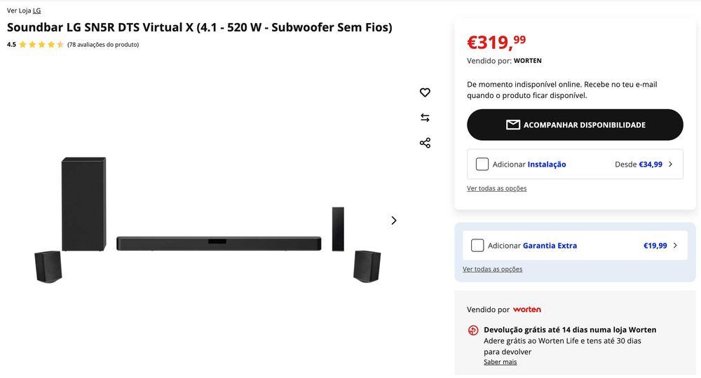 Soundbar LG SN5R DTS Virtual X (520 W - 4.1 - Bluetooth)