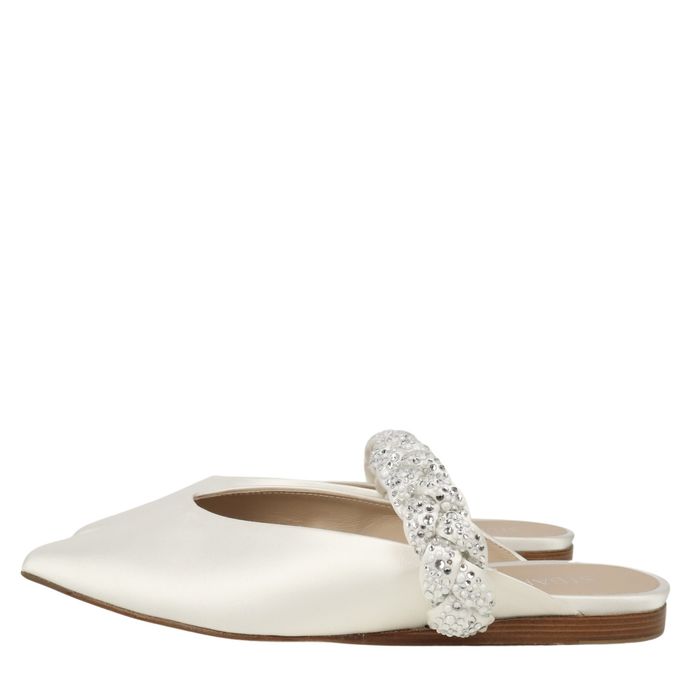 Klapki damskie Stuart Weitzman, rozmiar 37,5, białe, skórzane, letnie SCH4479