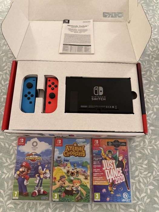 Nitendo switch com 3 jogos