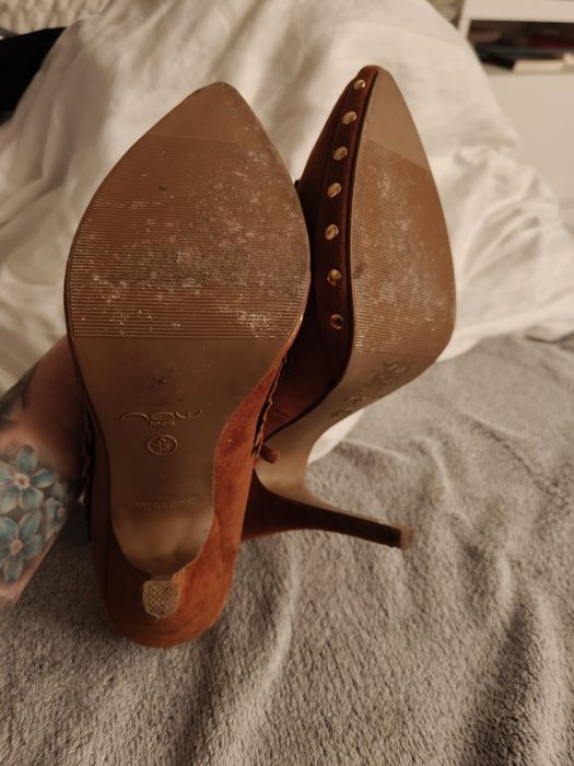 Fantastyczne brązowe czekoladowe szpilki 39. Brązowe buty na obcasie