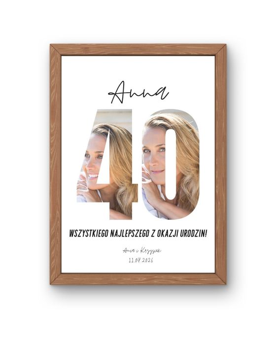 WYJĄTKOWY personalizowany plakat na urodziny – FOTOKOLAŻ W RAMIE A4