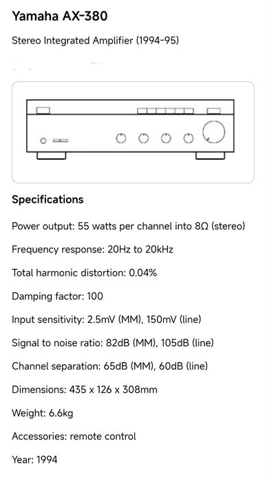 Yamaha AX-380 - Excelente estado - Estética Intemporal - Natural Sound