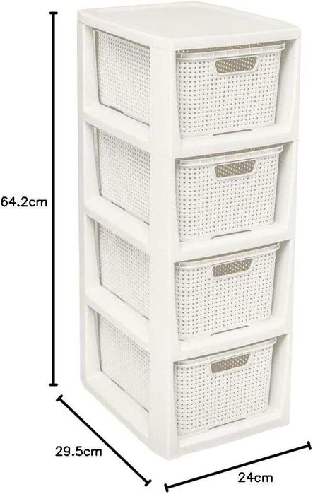 BranQ Regał rattanowy tworzywo sztuczne 64,2 cm 4 kosze