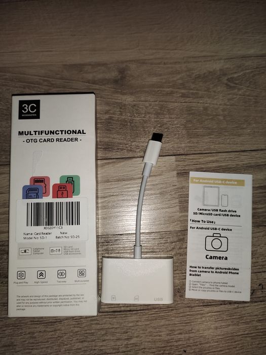 Новий універсальний OTG картридер 3 в 1 USB-C (SD / MicroSD / USB)