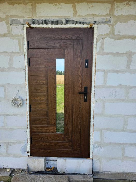 Drzwi zewnętrzne wejściowe drewniane dębowe dostawa gratis