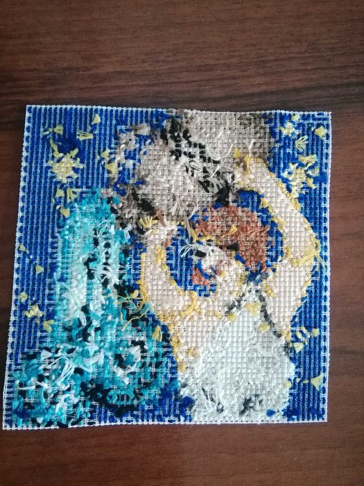Haftowany obrazek znak zodiaku Wodnik, handmade.