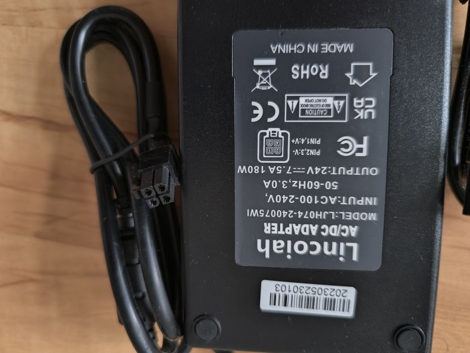 Nowy adapter AC/DC Lincoiah 24V 180W 7.5A Model: LJH074