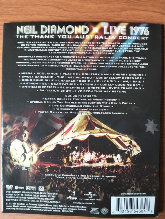 DVD Neil Diamond Live 1976 Austrália