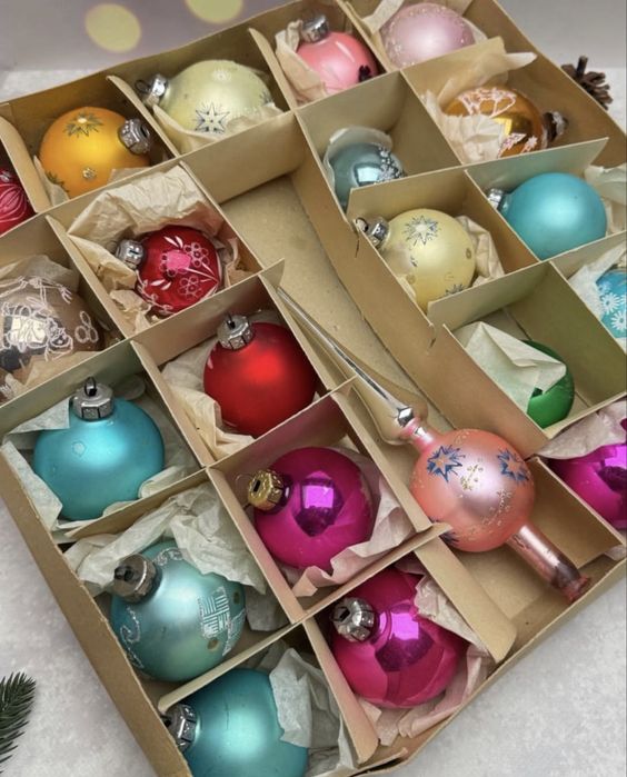 Набор новогодних игрушек, ёлочных украшений. ГДР