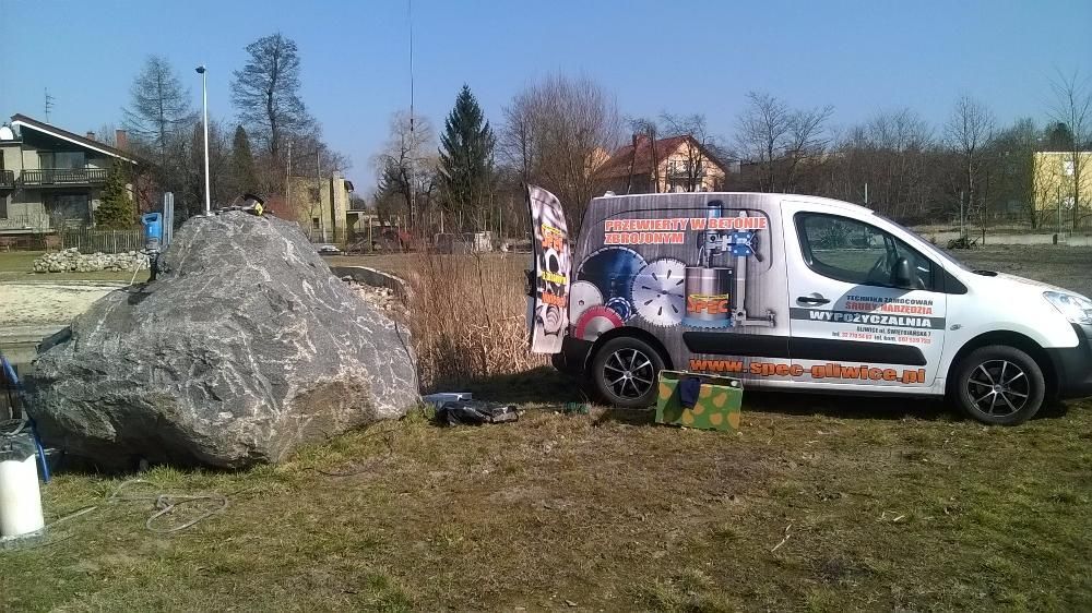 Wiercenie w betonie, żelbecie, odwierty, przewierty, otwory, wiertnica