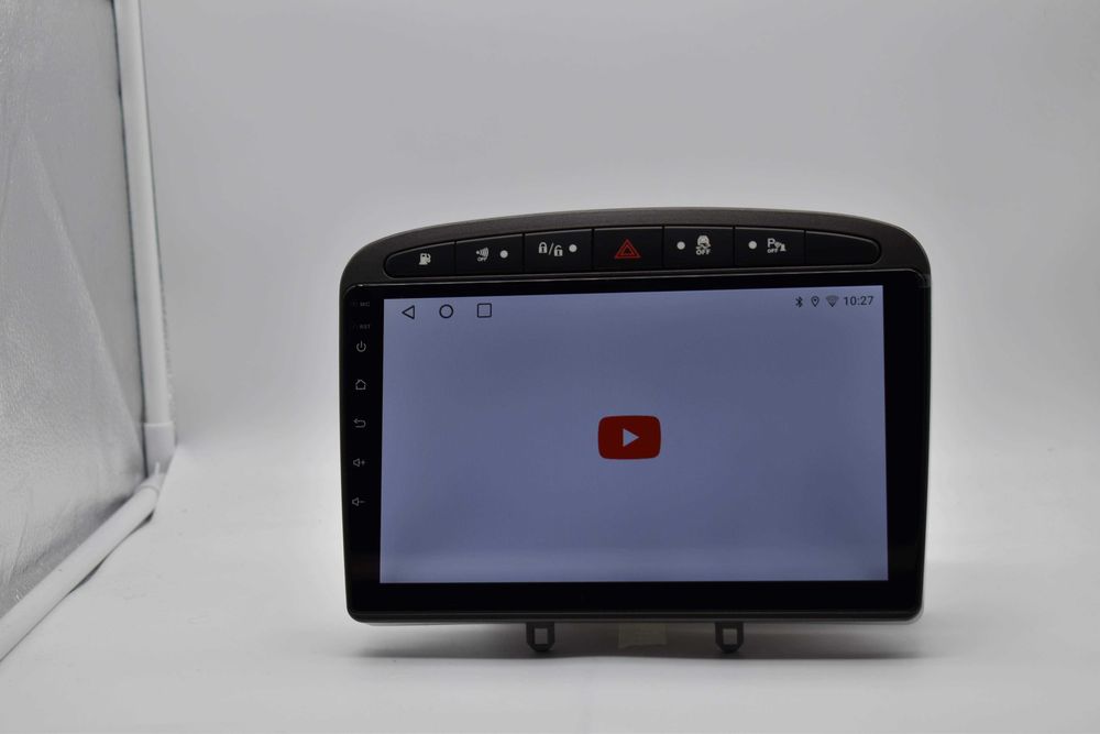 Rádio 2 DIN Android Peugeot 308 e Peugeot 408 moldura Cinza + câmara