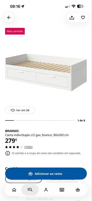 Cama brimnes ikea c/colchoes