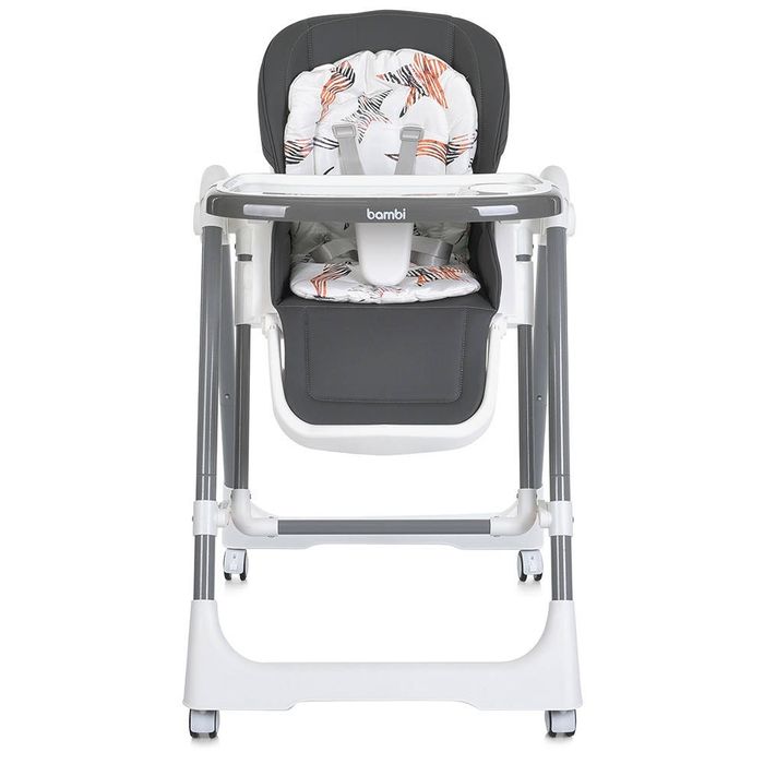 Стільчик для годування Bambi з механічним укачуванням Сірий