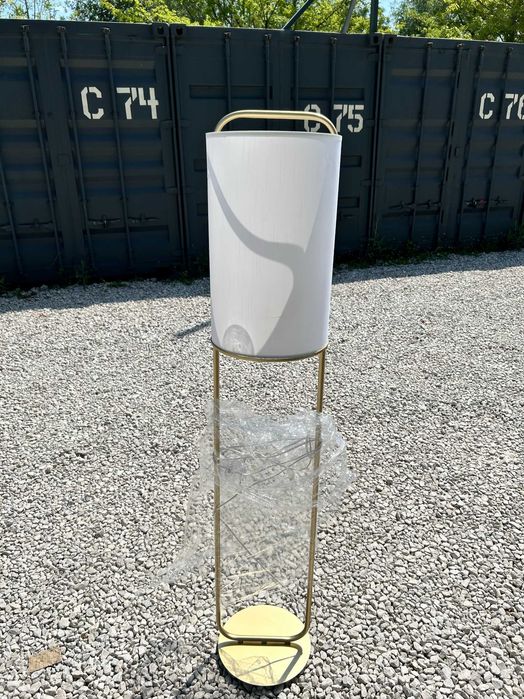 Lampa podłogowa Złota z białym abażurem 2 szt.