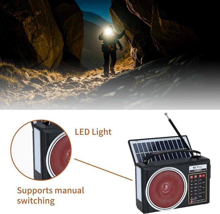 Rádio emergência solar led, anti-apagão sobrevivência com bateria novo