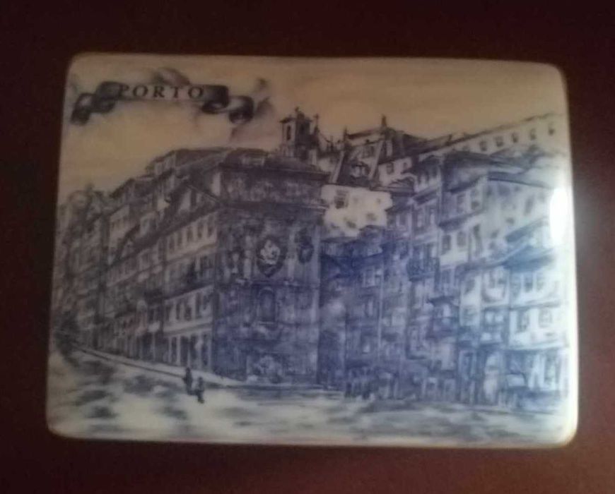 Caixa porcelana Vista Alegre baralho de cartas "AZ Ribeira Porto"