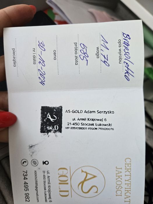 Bransoletka zlota próba 585