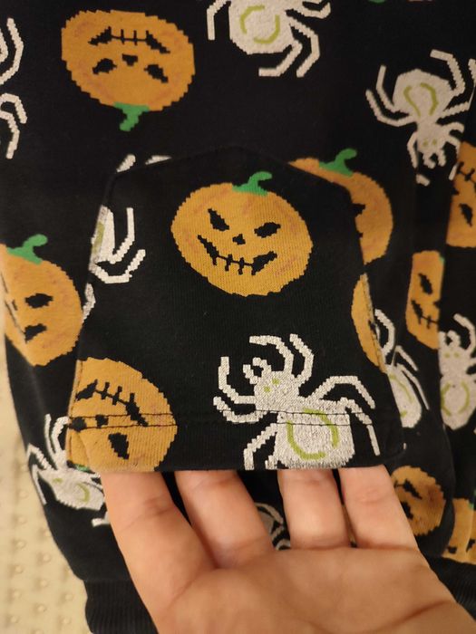 Spodnie dresowe  czarne halloween dynia 116 bawełna cool club