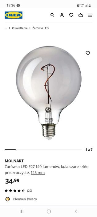 Lampa drut do kuchni jadalni ikea z żarówką