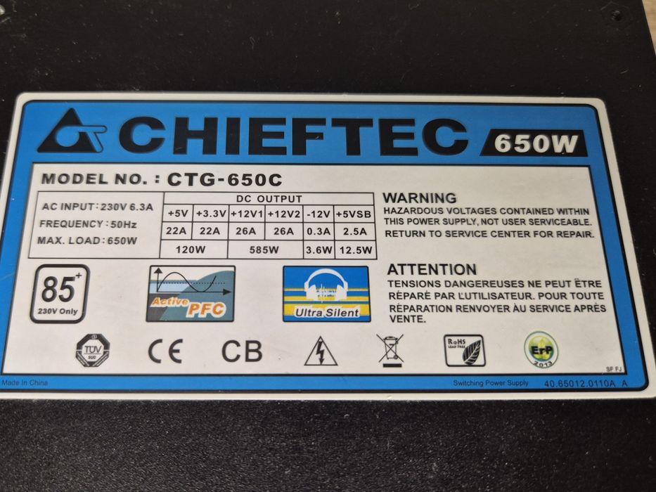 Блок живлення  модульний Chieftec CTG-650C 650W A80