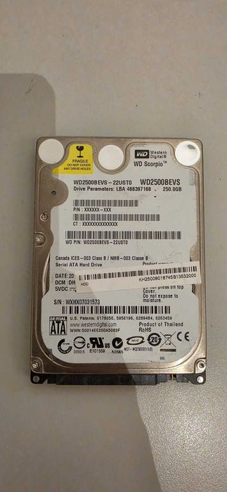 Disco Rígido WD Scorpio 250GB 2.5" SATA | WD2500BEVS
