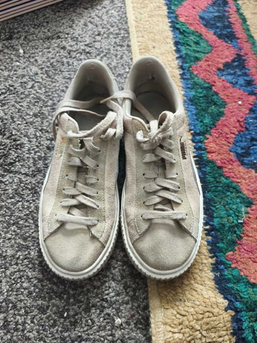 Sapatilhas Puma Suede Platform Bege Dourado ler descrição