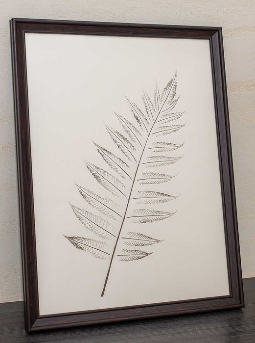 Minimalistyczna grafika BOTANICZNA A3. Brązowy Liść Sumaka 30x40 cm
