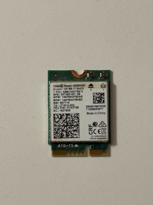Intel Wireless-AC 9560, WiFi 2.4G/5G, Bluetooth 5.0