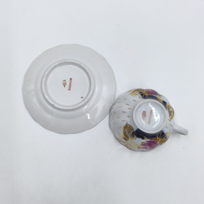 Łomonosow Talerzyk Filiżanka Porcelana