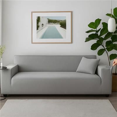 Pokrowiec na kanapę welur 190-230cm c. szary