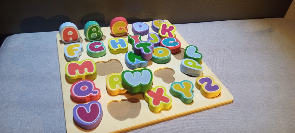 Klocki drewniane abecadło zabawka edukacyjna