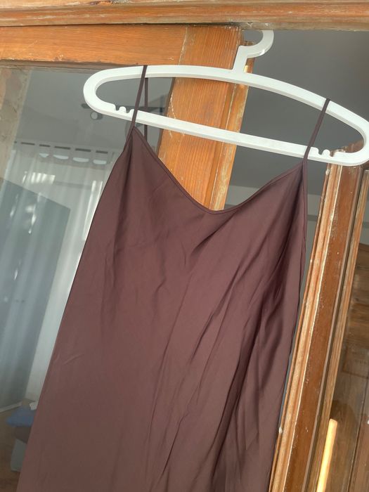 Massimo Dutti nowa sukienka długa brązowa bieliźniana na ramiączkach