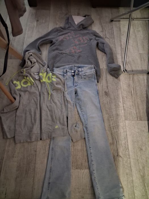 Spodnie i 2 nowe bluzy 158