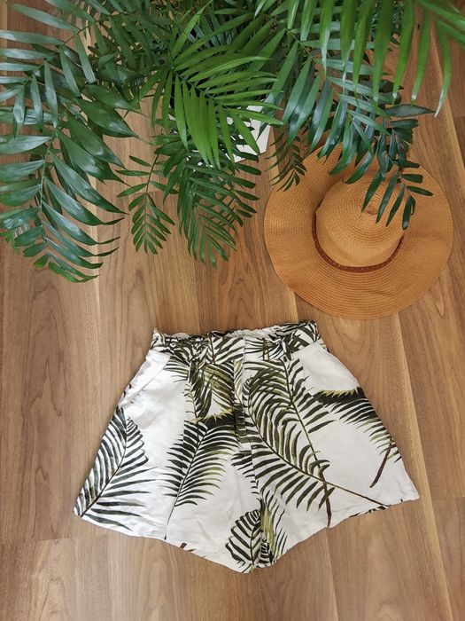 Lniane letnie szorty paper bag len wiskoza z kieszeniami wysoki stan