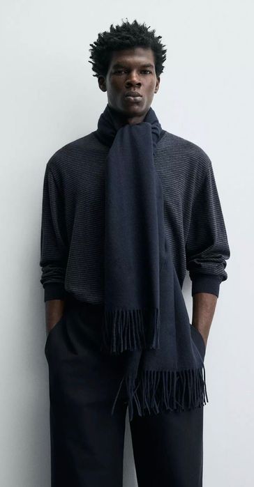 Базовий мʼякий і теплий шарф, ZARA (Іспанія), синій колір