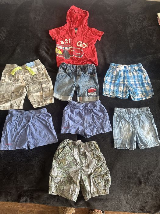 8x zestaw komplet auta szorty spodenki 74-86cm