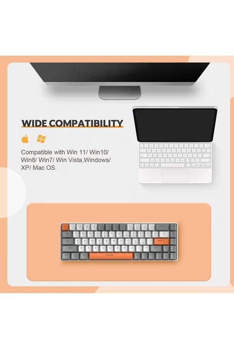 Teclados Mecânicos em Cinza e Rosa