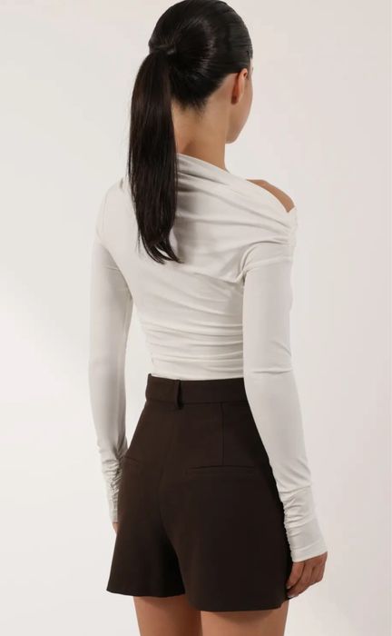 Асиметричний топ зі збірками Papaya М чорний / zara hm cher17 coosh