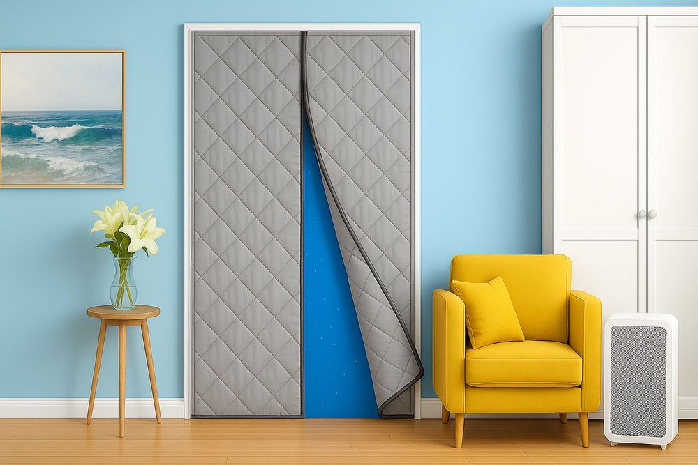 Тёплая штора на магнитах под размер