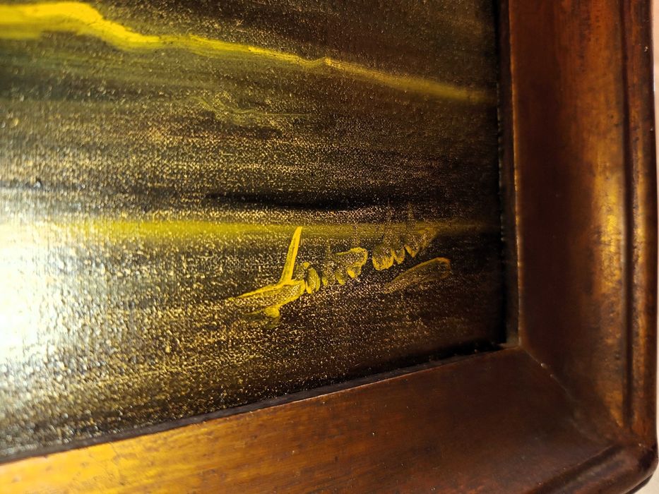 Quadro Óleo Sobre Tela Batalha Naval