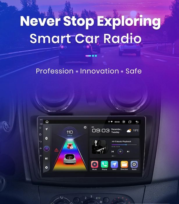 Rádio 9" Dacia Sandero e Logan 2012-19 android CARPLAY WIFI GPS Novo
