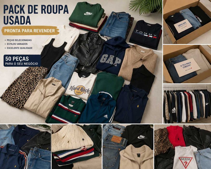 50 peças de roupa usada para revenda - em estado quase novo