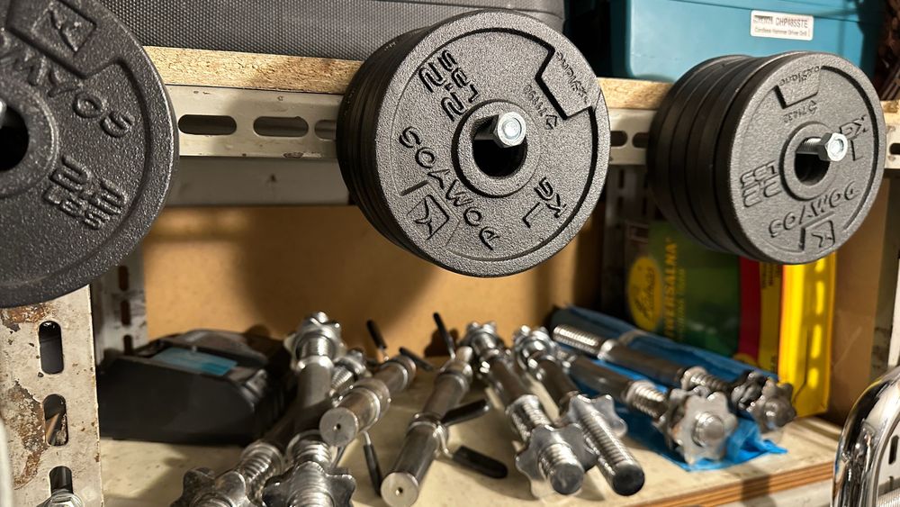 150kg obciążenie żeliwne hantle gryf łamany prosty siłownia