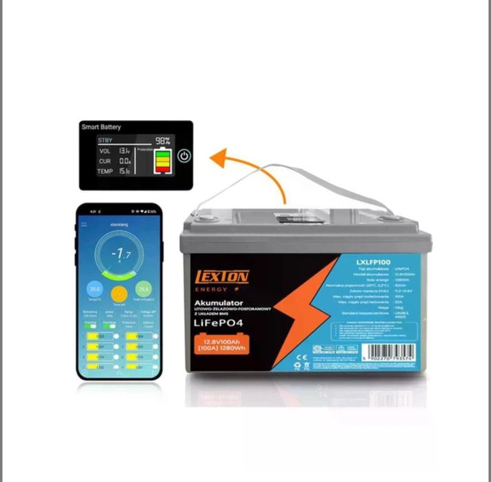 АКУМУЛЯТОР 100Ah батарея LEXTON З BMS LiFePO4 12.8V 150A 1280Wh
