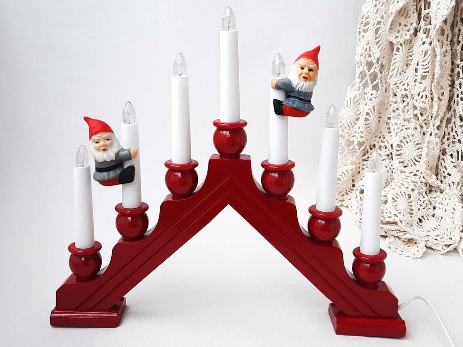NOWY Drewniany świecznik świąteczny - Szwecja