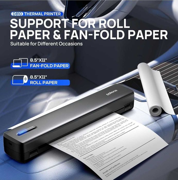Impressora térmica A4 sem fios para viagens, impressora móvel A4