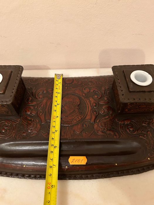 Чернильница кожаная, винтаж