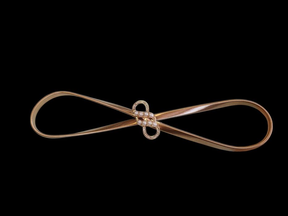 PASEK damski sprężynka ELASTYCZNY do sukienki złoty